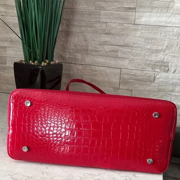 Joy Mangano Cherry Red Tote with Logo Accent - Picture 5 of 10
